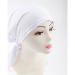 Pretied Silky Beanie Hat Scarf Chemo Cap Turban Head Wrap Night Bonnet White
