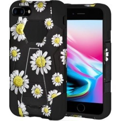 Amzer Dual Layer Designer Hybrid Case with Kickstand - White Daisy for iPhone 8 Plus