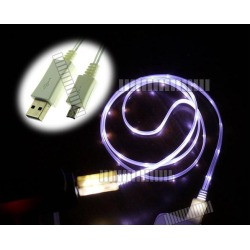 White Purple Light 3Ft 1M Illuminating Cable Micro USB Male to USB Male Data Sync & Charge for Samsung Galaxy S5 GS5 Sv G900 S3 S4 Siv LTE Note 2 II 3
