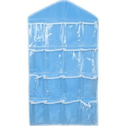 16 Pockets Wardrobe Clothes Underwear Folding Storage Organizer Bag Pouch Blue