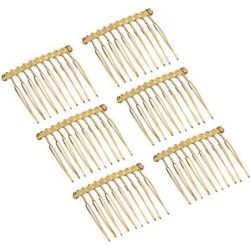 6pcs DIY Blank Metal Hair Clips Side Comb 10 Teeth Hair Accessories Gold
