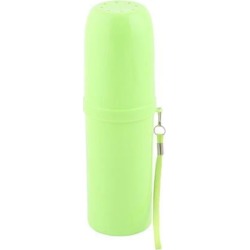 Outdoor Plastic Cylindrical Toothbrush Toothpaste Storage Container Box Green