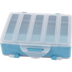 Global Bargains Blue Plastic 10 Slots Double Side Fish Hook Box Fishing Lure Container Case