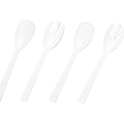 Tablemate W95PK4 Table Set Plastic Serving Forks & Spoons, White, 2/Pack, 12 Packs/Box
