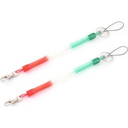 Keys Bags Plastic Lobster Clasp Spring Coil Keychain Strap Colorful 2pcs