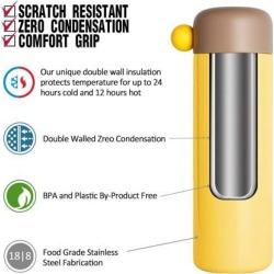 15oz/450ml Stainless Steel Water Bottle Vacuum Insulated Leak Proof Double Wall Hot Cold with Pouch