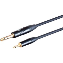 Monoprice1/4in TRS Male Connector to 1/8in TRS Male Connector - 6 Feet - Black, Heavy Gauge 24AWG On Tour Cables, Gold Plated Connectors - Stage.