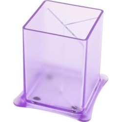 Office Plastic Rectangular Shaped 3 Compartments Pen Storage Holder Purple