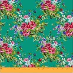 Soimoi Floral Printed Sewing Material 58 Inches Wide Cotton Poplin Fabric Supplies By The Meter-Green
