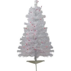 3' Pre-Lit Slim White Iridescent Pine Artificial Christmas Tree - Pink Lights