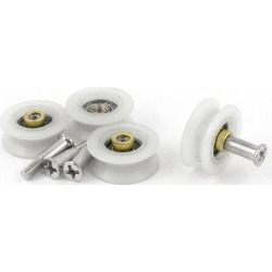 4 Pcs Nylon Roller Sliding Door Window Weight Pulley w Phillips Drive Head Screw