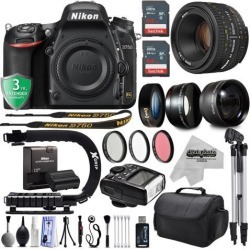 Nikon D750 24.3MP 1080P DSLR Camera w/ Wi-Fi & GPS Ready + 4 Lens - 21 to 100mm - 128GB - 30PC Kit + Nikon 50mm 1.8D + Opteka 10X Macro + 2.2X Tele.