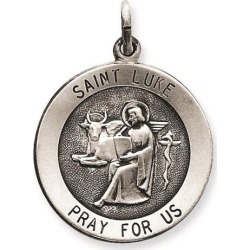 Sterling Silver Antiqued Saint Luke Medal