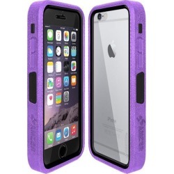 Amzer Purple on Black Embedded Tempered Glass Rugged Case With Holster for Silver/Gold Apple iPhone 6 Plus / 6S Plus