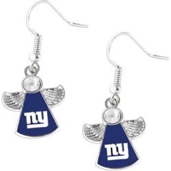New York Giants NFL Crystal Angel Wings Dangle logo Earring Charm Gift Set