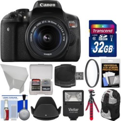 Canon EOS Rebel T6i Wi-Fi Digital SLR Camera & EF-S 18-55mm IS STM Lens with 32GB Card + Case + Flash + Tripod + Filter + Hood + Kit