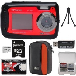 Polaroid iE090 Dual Screen Shock & Waterproof Digital Camera Kit Red