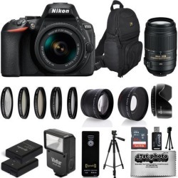 Nikon D5600 Digital SLR Camera Black with 18-55mm and 55-300mm + 25PC Accessory Bundle Kit