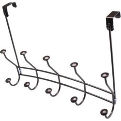 Over The Door Hook Rack Stainless Steel 16 Inch Dual Hook 5 Coat Hooks Robe Holder Hanger Organizer Coating Finish, Coffee Color