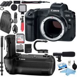 Canon EOS R Mirrorless Digital Camera (Body Only) w/ BG-E22 Battery Grip Backpack Bundle