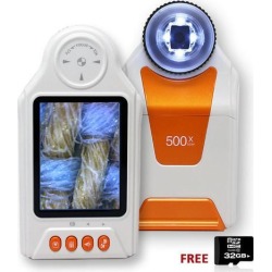 Indigi® Digital Magnifier Microscope 10x-500x Magnification 4x LED Light 2.7' LCD 32GB
