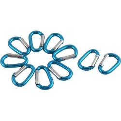 Hiking Aluminum Alloy D Shaped Spring Loaded Gate Carabiner Hook Blue 10 PCS