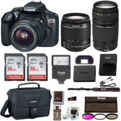 Canon Rebel T6 DSLR Camera Bundle w/18-55mm & 75-300mm Lenses