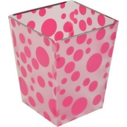 Unique Bargains Foldable Waste Bin Bucket Can Container DIY Storage Holder Pink Clear White