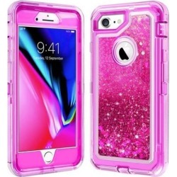 HYBRID GLITTER CASE FOR iPHONE 8 - HOT PINK