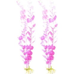 Unique Bargains Unique Bargains 2 Pcs Ceramic Base Artifical Aquatic Plant Grass 11.4 for Fish Tank