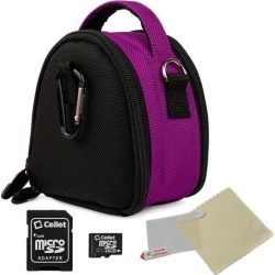VanGoddy Purple Mini Laurel Camera Case for Digital Cameras with 16 GB SD Memory Card and Universal Screen Protector