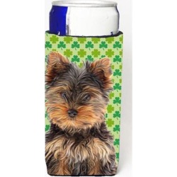 Carolines Treasures KJ1202MUK St. Patricks Day Shamrock Yorkie Puppy & Yorkshire Terrier Michelob Ultra bottle sleeves for slim cans