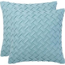 Throw Pillow Cover Stylish Basket Weave Pattern Soft Solid Decorative Pillow Case Home Decor Design Cushion Cover for Sofa Bedroom Car, Lake Blue.