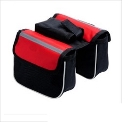 Outdoor Mountain Bike Saddle Bag Bicycle Pouch Front Tube Cycling Frame Pannier Red