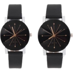 Fashion Women Men Watches Lovers PU Leather Band Quartz Analog Wrist Watch