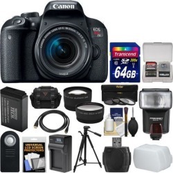 Canon EOS Rebel T7i Digital SLR Camera & EF-S 18-55mm IS STM Lens with 64GB Card + Case + Flash + Battery & Charger + Tripod + Tele/Wide Lens Kit