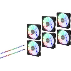 Apevia FR612L2S-RGB FrostBlade 120mm Silent Addressable RGB Color Changing LED Fan (6 fans) + 2 x Color Changing Magnetic LED Strips & 4-pin.