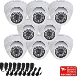VideoSecu 8 Pack Weatherproof Vandal Proof Outdoor Indoor Security Camera IR Day Night Vision Built-in 1/3' Sony Effio CCD 700TVL Wide Angle View for