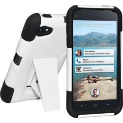Amzer Double Layer Hybrid Case with Kickstand - Black/ White for HTC First