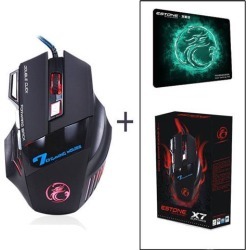 LUOM Professional Wired Gaming Mouse, X7 Gaming Mice 7 Button 5500 DPI LED Optical USB Gamer Computer Mouse Mice Cable Mouse with Gaming Mouse Pad.