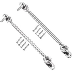 7.9' Cabin Hook Eye Latch Gate Door Swivel Window Door Hook Stainless Steel with Mounting Screws 2pcs