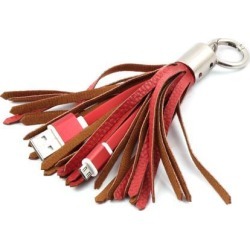 Mobile Phone Tassel Keychain USB 2.0 A Male to Micro B Charger Data Cable Red