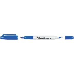 Sharpie, 32003, Twin-Tip Marker, Fine, Ultra Fine Point Type - Blue Alcohol Based Ink - 12/DZ, 1 Dozen