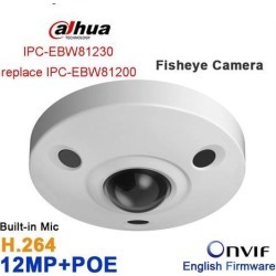 Dahua Original IPC-EBW81230 12MP Ultra HD Vandal-proof IR Network Fisheye Camera IP67 IK10 replace IPC-EBW81200 Panoramic Network Ip Camera PoE