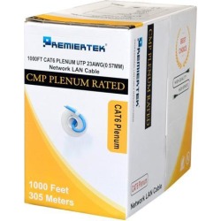 Premiertek 1000Ft Cat6 CMP Plenum 23AWG CCA UTP 4-pairs Premium Network LAN Cable - Category 6 for Network Device - 1.25 GB/s - 1000 ft - Bare Wire.