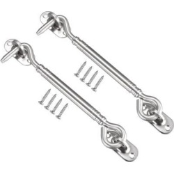 5.9' Cabin Hook Eye Latch Gate Door Swivel Window Door Hook Stainless Steel with Mounting Screws 2pcs