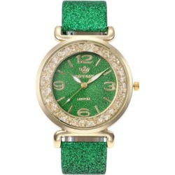 Women Diamond Delicate Quartz Wrist Watch Luxury Shinning Fashion Watch green