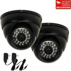 VideoSecu 2 Pack Outdoor Indoor Weatherproof Vandal Proof 480TVL IR Day Night Vision Built-in 1/3" Sony CCD Security Camera 3.6mm Wide Angle with 2
