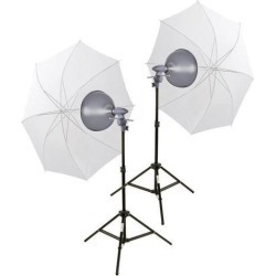 Interfit INT160 EZ Lite Portable Studio Lighting 2 Heads, Stands & Umbrellas Kit