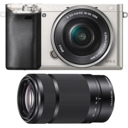 Sony Alpha a6000 Mirrorless Camera w/ 16-50mm & 55-210mm f/4.5-6.3 Lens (Silver)